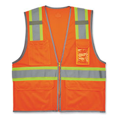 GloWear 8246Z-S Single Size Class 2 Two-Tone Mesh Vest, Polyester, 2X-Large, Orange, Ships in 1-3 Business Days