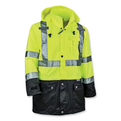 GloWear 8365BK Class 3 Hi-Vis Rain Jacket Black Bottom, Medium, Lime, Ships in 1-3 Business Days