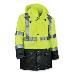 GloWear 8365BK Class 3 Hi-Vis Rain Jacket Black Bottom, Large, Lime, Ships in 1-3 Business Days