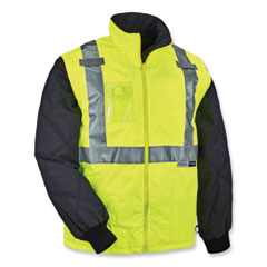 GloWear 8287 Class 2 Hi-Vis Jacket with Removable Sleeves, Large, Lime, Ships in 1-3 Business Days