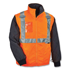 GloWear 8287 Class 2 Hi-Vis Jacket with Removable Sleeves, Small, Orange, Ships in 1-3 Business Days