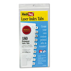 Laser Printable Index Tabs, 1/12-Cut, White, 0.44" Wide, 180/Pack