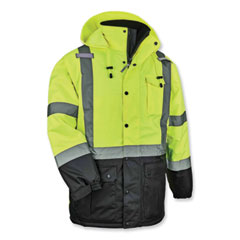 GloWear 8384 Class 3 Hi-Vis Quilted Thermal Parka, 5X-Large, Lime, Ships in 1-3 Business Days