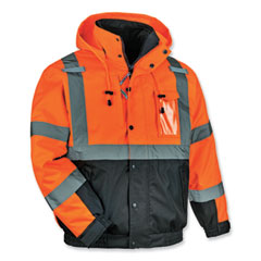 GloWear 8381 Class 3 Hi-Vis 4-in-1 Quilted Bomber Jacket, Orange, Large, Ships in 1-3 Business Days