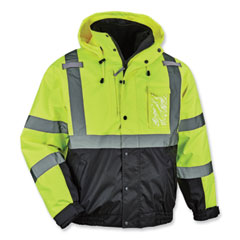 GloWear 8381 Class 3 Hi-Vis 4-in-1 Quilted Bomber Jacket, Lime, Small, Ships in 1-3 Business Days