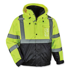 GloWear 8381 Class 3 Hi-Vis 4-in-1 Quilted Bomber Jacket, Lime, X-Large, Ships in 1-3 Business Days