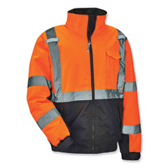 GloWear 8377 Class 3 Hi-Vis Quilted Bomber Jacket, Orange, Small, Ships in 1-3 Business Days