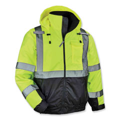 GloWear 8377 Class 3 Hi-Vis Quilted Bomber Jacket, Lime, Small, Ships in 1-3 Business Days