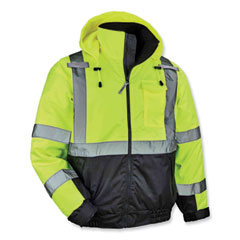 GloWear 8377 Class 3 Hi-Vis Quilted Bomber Jacket, Lime, Large, Ships in 1-3 Business Days