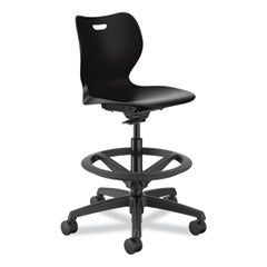 SmartLink Task Stool, Backless, Supports Up to 300 lb, 18" Seat Height, Onyx Seat, Black Base, Ships in 7-10 Business Days