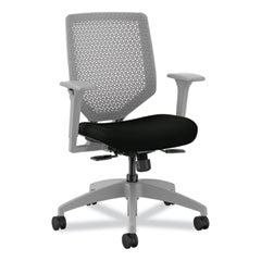 Solve Series ReActiv Back Task Chair, Up to 300lb, 18" to 23" Seat Ht, Black Seat, Titanium Back/Base, Ships in 7-10 Bus Days