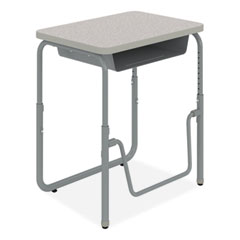 AlphaBetter 2.0 Height-Adjustable Student Desk with Pendulum Bar, 27.75" x 19.75" x 22" to 30", Pebble Gray