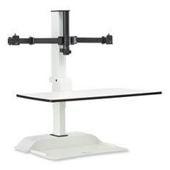 Soar Electric Desktop Sit/Stand Dual Monitor Arm, For 27" Monitors, White, Supports 10 lbs, Ships in 1-3 Business Days