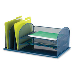 Onyx Desk Organizer w/Three Horizontal and Three Upright Sections,Letter Size,19.25x11.5x8.25,Blue,Ships in 1-3 Business Days