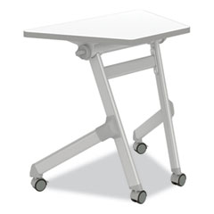 Learn Nesting Trapezoid Desk, 32.83" x 22.25" to 29.5", White/Silver, Ships in 1-3 Business Days