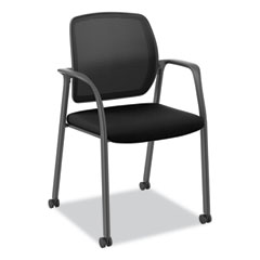 Nucleus Series Recharge Guest Chair, Supports Up to 300 lb, 17.62" Seat Height, Black Seat/Back, Black Base