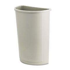 Untouchable Half-Round Plastic Receptacle, 21 gal, Plastic, Beige