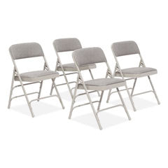 2300 Series Fabric Triple Brace Double Hinge Premium Folding Chair, Supports 500 lb, Greystone, 4/CT, Ships in 1-3 Bus Days