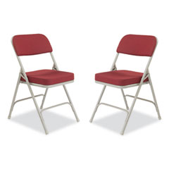 3200 Series Premium Fabric Dual-Hinge Folding Chair, Supports 300lb, Burgundy Seat/Back, Gray Base,2/CT,Ships in 1-3 Bus Days