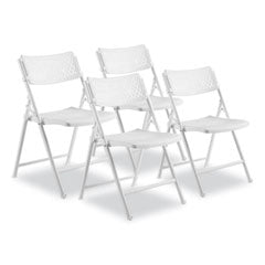 AirFlex Series Premium Poly Folding Chair, Supports 1000 lb, 17.25" Seat Ht, White Seat/Back/Base, 4/CT,Ships in 1-3 Bus Days