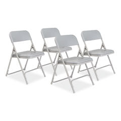 800 Series Premium Plastic Folding Chair, Supports 500 lb, 18" Seat Ht, Gray Seat/Back, Gray Base, 4/CT,Ships in 1-3 Bus Days