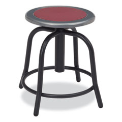 6800 Series Height Adj Metal Seat Stool, Supports 300 lb, 18"-24" Seat Ht, Burgundy Seat, Black Base, Ships in 1-3 Bus Days