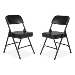 3200 Series 2" Vinyl Upholstered Double Hinge Folding Chair, Supports 300lb, 18.5" Seat Ht, Black, 2/CT,Ships in 1-3 Bus Days