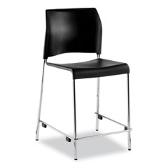 Cafetorium Counter Height Stool, Supports Up to 300 lb, 24" Seat Height, Black Seat/Back, Chrome Base, Ships in 1-3 Bus Days