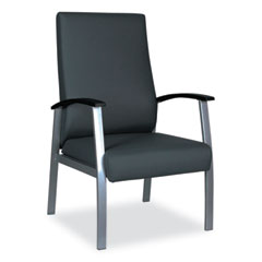 Alera metaLounge Series High-Back Guest Chair, 24.6" x 26.96" x 42.91", Black Seat, Black Back, Silver Base