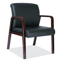 Alera Reception Lounge WL Series Guest Chair, 24.21" x 24.8" x 32.67", Black Seat, Black Back, Mahogany Base