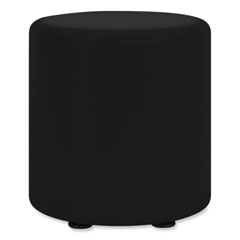 Learn Cylinder Vinyl Ottoman, 15" dia x 18"h, Black, Ships in 1-3 Business Days