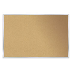 Aluminum-Frame Natural Corkboard, 96.5 x 48.5, Tan Surface, Satin Aluminum Frame, Ships in 7-10 Business Days