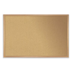 Aluminum-Frame Natural Corkboard, 36 x 24, Tan Surface, Satin Aluminum Frame, Ships in 7-10 Business Days