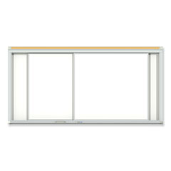 Horizontal Sliding Porcelain Magnetic Whiteboard, 144 x 48, White Surface, Satin Aluminum Frame, Ships in 7-10 Business Days