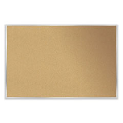 Aluminum-Frame Natural Corkboard, 60.5 x 48.5, Tan Surface, Satin Aluminum Frame, Ships in 7-10 Business Days