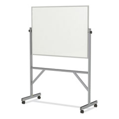 Reversible Magnetic Porcelain Whiteboard, Satin Aluminum Frame, 53.25 x 72.25, White Surface, Ships in 7-10 Business Days