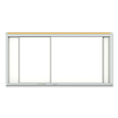 Horizontal Sliding Porcelain Magnetic Whiteboard, 72 x 48, White Surface, Satin Aluminum Frame, Ships in 7-10 Business Days