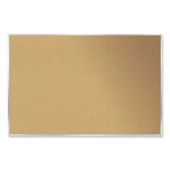 Aluminum-Frame Natural Corkboard, 72.5 x 48.5, Tan Surface, Satin Aluminum Frame, Ships in 7-10 Business Days