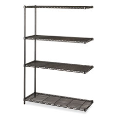 Industrial Add-On Unit, Four-Shelf, 48w x 18d x 72h, Steel, Black, Ships in 1-3 Business Days