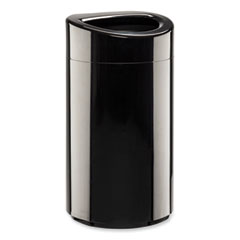 Open Top Oval Waste Receptacle, 14 gal, Steel, Black, Ships in 1-3 Business Days