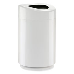 Open Top Round Waste Receptacle, 30 gal, Steel, White, Ships in 1-3 Business Days