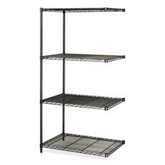 Industrial Add-On Unit, Four-Shelf, 36w x 24d x 72h, Steel, Black, Ships in 1-3 Business Days