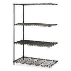 Industrial Add-On Unit, Four-Shelf, 48w x 24d x 72h, Steel, Black, Ships in 1-3 Business Days