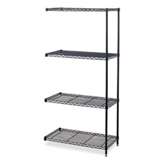 Industrial Add-On Unit, Four-Shelf, 36w x 18d x 72h, Steel, Black, Ships in 1-3 Business Days