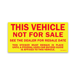 Vehicle Not For Sale Sticker 100 / PK