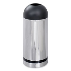 Waste Receptacle, 15 gal, Steel, Stainless Steel/Black, Ships in 1-3 Business Days