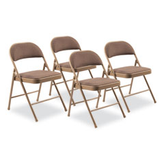 970 Series Fabric Padded Steel Folding Chair, Supports 250 lb, 17.75" Seat Ht, Star Trail Brown, 4/CT, Ships in 1-3 Bus Days