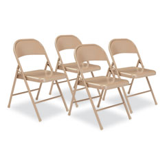 900 Series All-Steel Folding Chair, Supports 250lb, 17.75" Seat Height, Beige Seat/Back/Base, 4/CT,Ships in 1-3 Business Days