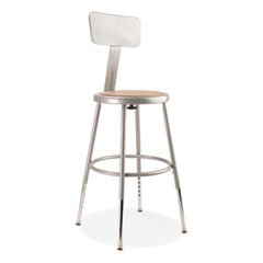 6200 Series 19"-27" Height Adjustable HD Stool w/Backrest, Supports 500 lb, Brown Seat, Gray Back/Base, Ships in 1-3 Bus Days