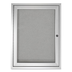 1 Door Enclosed Vinyl Bulletin Board with Satin Aluminum Frame, 36 x 36, Silver Surface, Ships in 7-10 Business Days